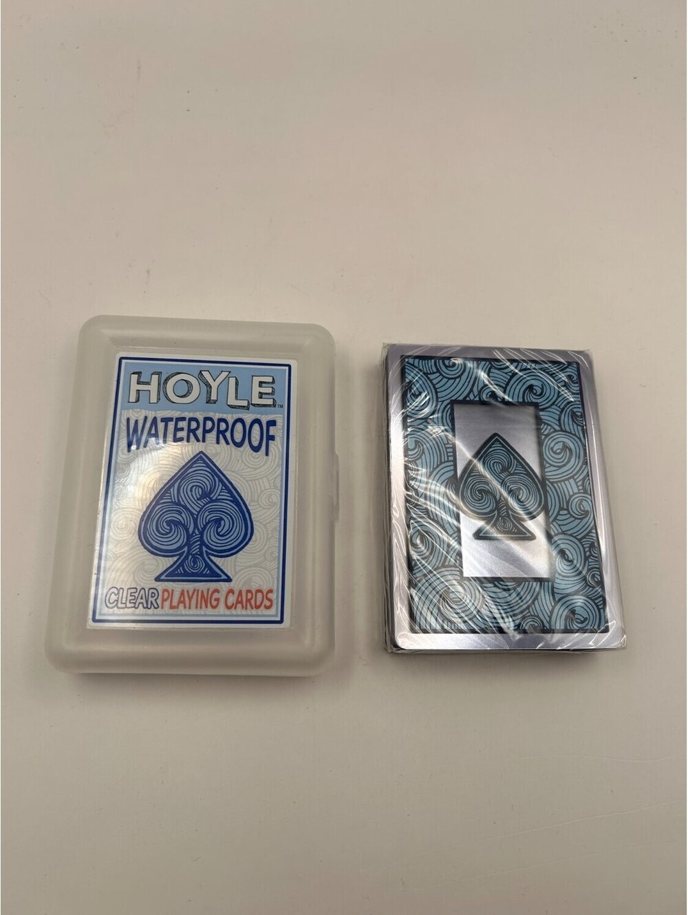 Hoyle Waterproof Clear Playing Cards Poker Deck Sealed w/ Case Blue